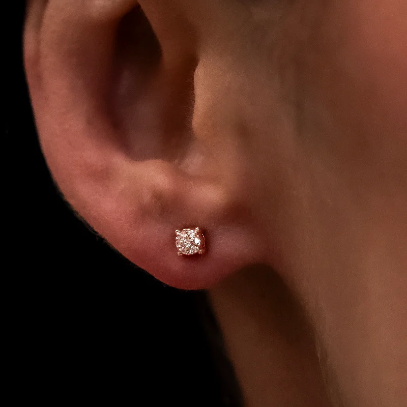 Women's Earrings – Elegant Designs for Every Personality--3mm Pave Round Earrings in Rose Gold