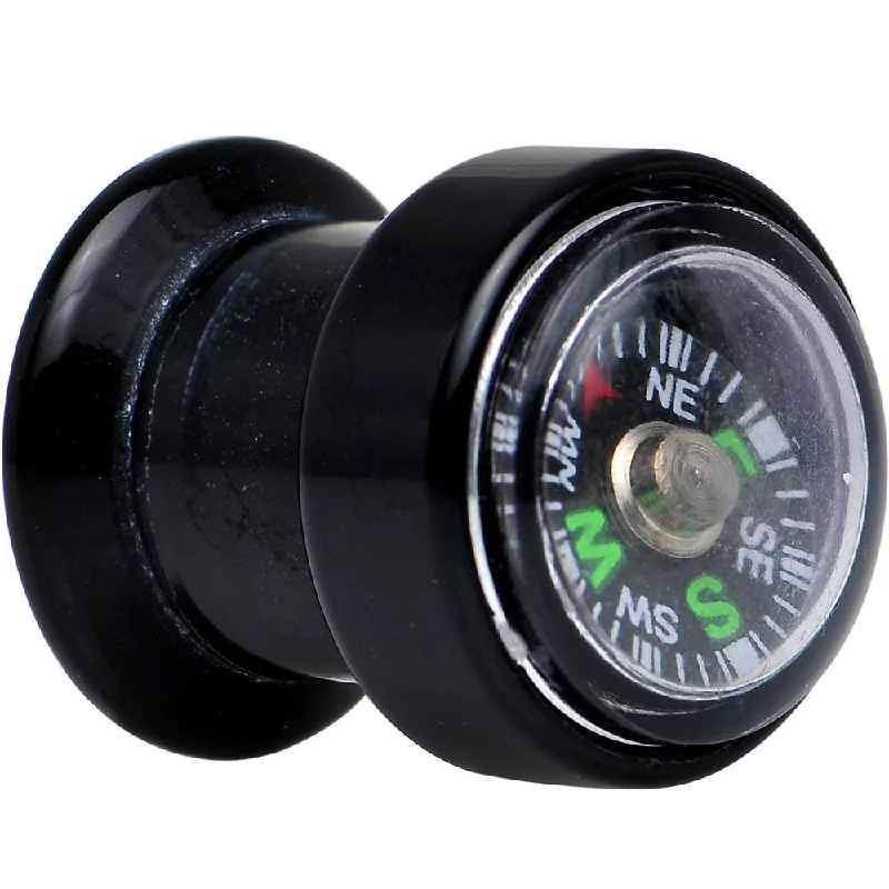 Women's Earrings – Elegant Designs for Every Personality--Acrylic Black Find Your Direction Compass Screw Fit Plug 0 Gauge to 1" Women's Earrings – Elegant Designs for Every Personality--Acrylic Black Find Your Direction Compass Screw Fit Plug 0 Gauge to 1"
