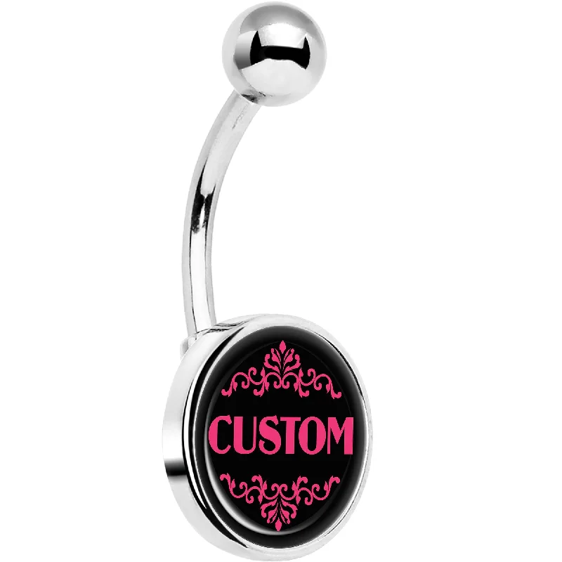 Designer Belly Rings for Glamorous Look -Custom Pink Personalized Name Belly Ring