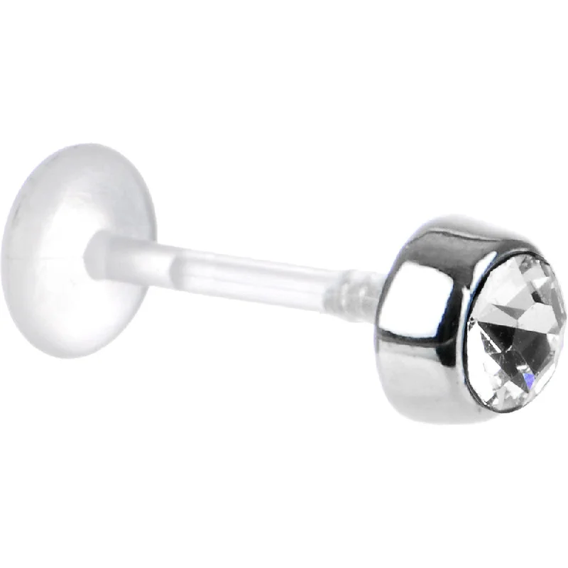 Unique Lip Rings for Stylish Piercings16 Gauge 3/8 Clear CZ Bioplast Tragus Labret Monroe