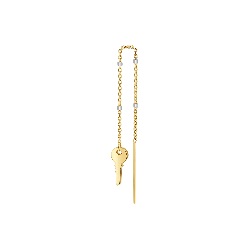 Women's Earrings – Elegant Designs for Every Personality--Key Sparkle Chain Threader Earring Women's Earrings – Elegant Designs for Every Personality--Key Sparkle Chain Threader Earring