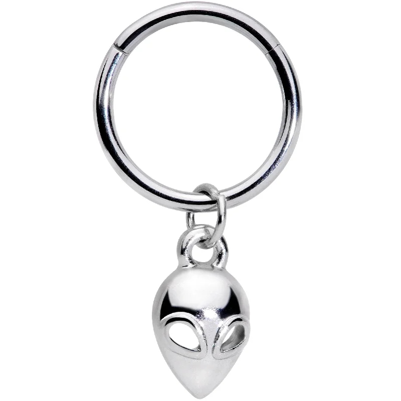 Comfortable and Stylish Lip Rings16 Gauge 3/8 Open Eyed Alien Invader Dangle Hinged Segment Ring
