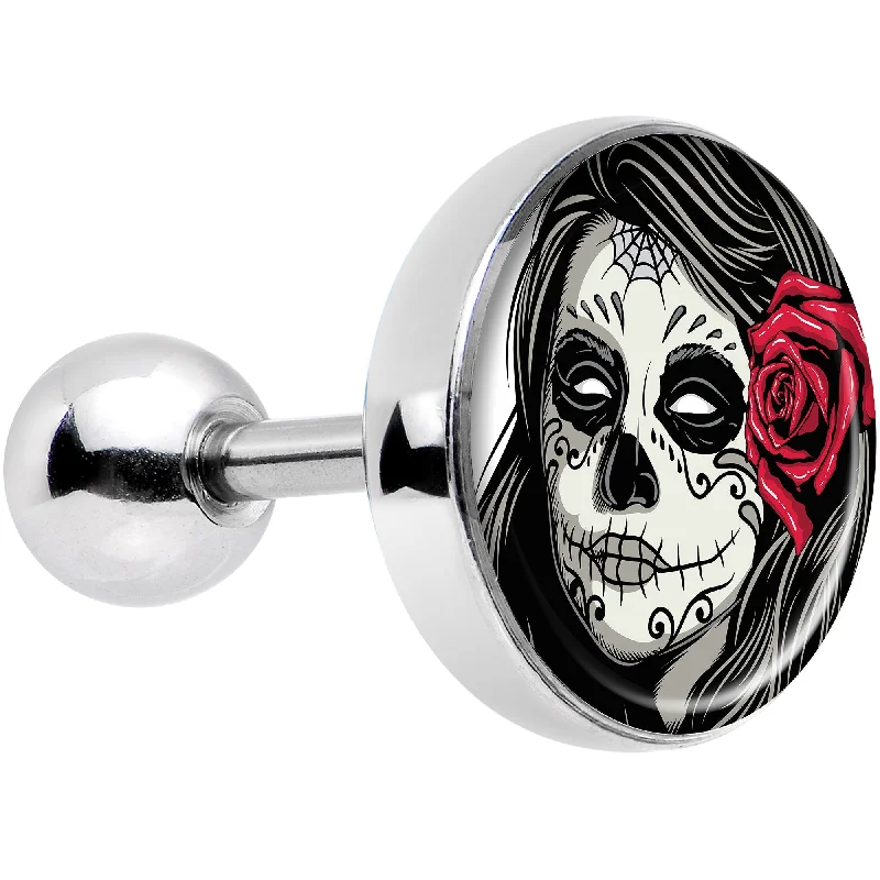 Women's Earrings – Elegant Designs for Every Personality--16 Gauge 1/4 Katrina Sugar Skull with Rose Flower Tragus Cartilage Earring Women's Earrings – Elegant Designs for Every Personality--16 Gauge 1/4 Katrina Sugar Skull with Rose Flower Tragus Cartilage Earring