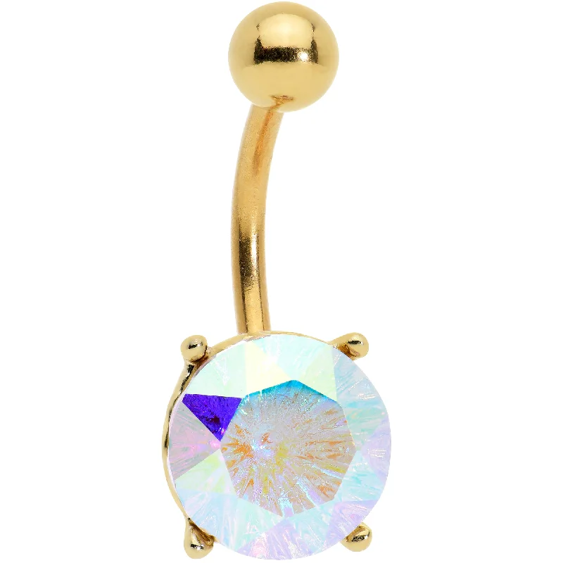 Belly Rings with Vibrant Gems for Bold Style -Clear Gem Gold Tone Simply Elegant Style Belly Ring Belly Rings with Vibrant Gems for Bold Style -Clear Gem Gold Tone Simply Elegant Style Belly Ring