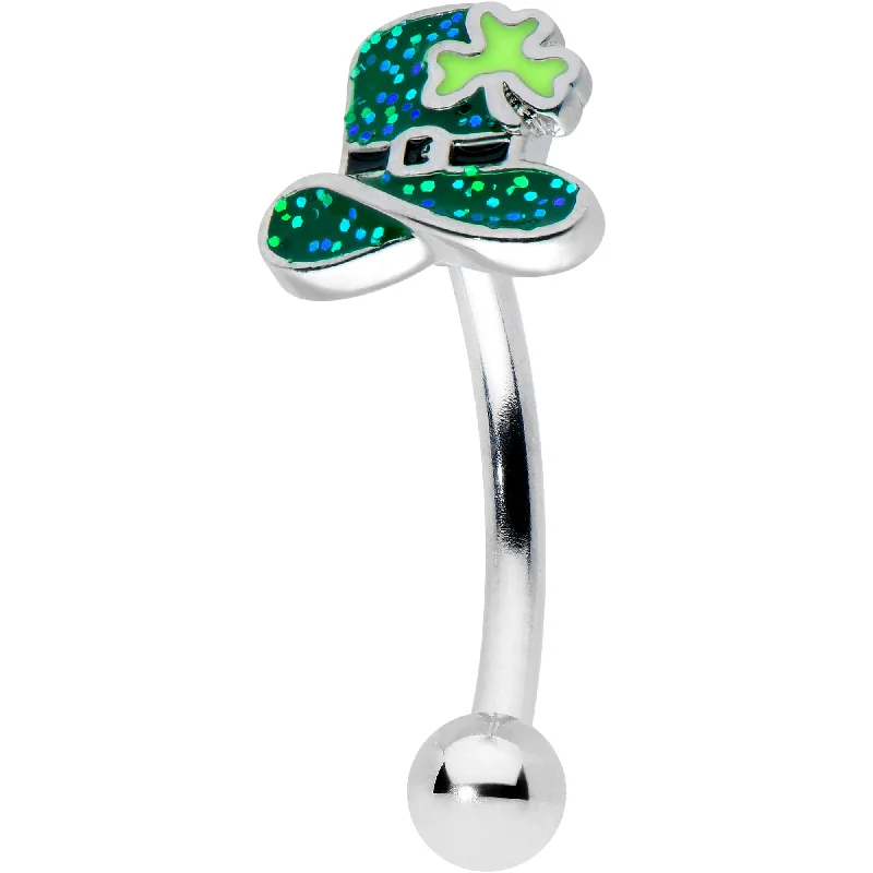 Women's Earrings – Elegant Designs for Every Personality--16 Gauge 5/16 Glitter Top Hat Shamrock St Patricks Curved Eyebrow Ring Women's Earrings – Elegant Designs for Every Personality--16 Gauge 5/16 Glitter Top Hat Shamrock St Patricks Curved Eyebrow Ring