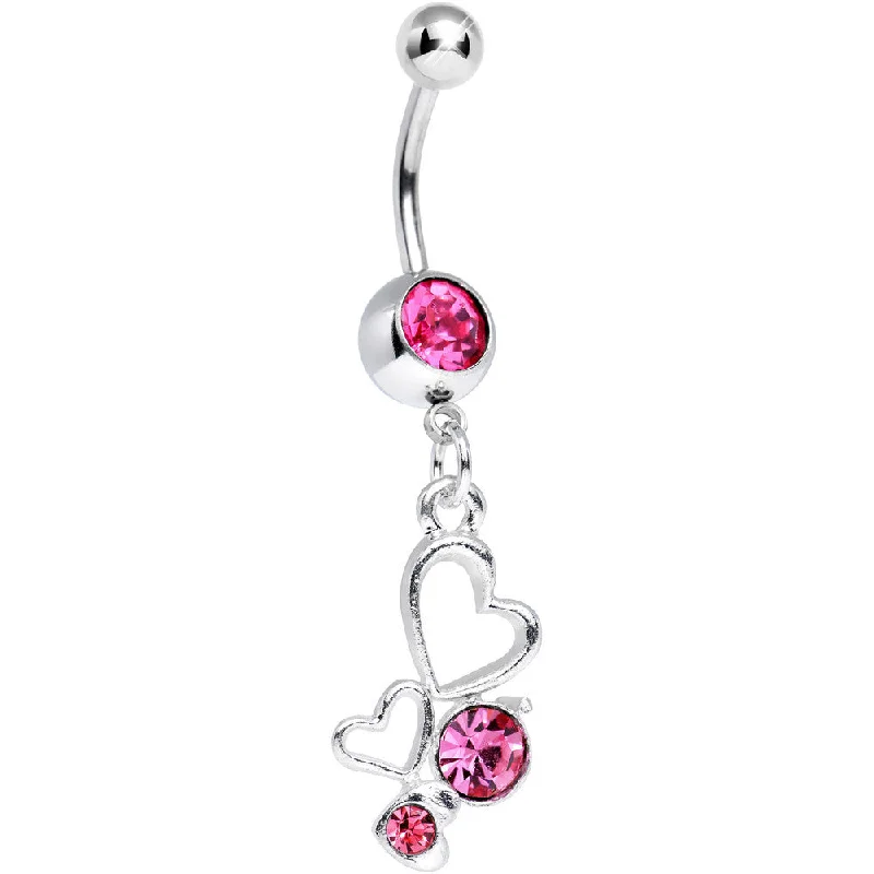 Beautiful Belly Rings for Stunning Fashion -Pink Gem Glimmering Kindred Hearts Dangle Belly Ring Beautiful Belly Rings for Stunning Fashion -Pink Gem Glimmering Kindred Hearts Dangle Belly Ring