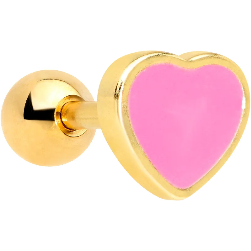 Women's Earrings – Elegant Designs for Every Personality--16 Gauge 1/4 Gold Tone Pink Heart Cartilage Tragus Earring Women's Earrings – Elegant Designs for Every Personality--16 Gauge 1/4 Gold Tone Pink Heart Cartilage Tragus Earring