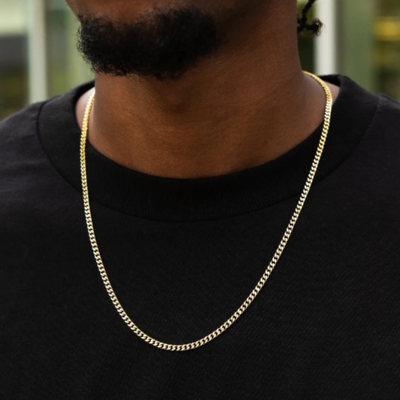 Exclusive Men's Necklaces & Pendants for the Modern Gentleman-Micro Cuban in Yellow Gold- 3mm Exclusive Men's Necklaces & Pendants for the Modern Gentleman-Micro Cuban in Yellow Gold- 3mm