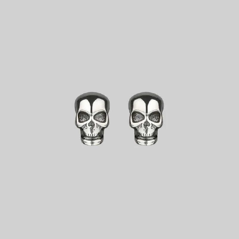 Women's Earrings – Elegant Designs for Every Personality--EDIE. Tiny Sterling Silver Skull Studs