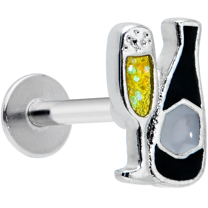 Comfortable Lip Rings with High-Quality Finish16 Gauge 5/16 Champagne Bottle Flute Yellow Labret Monroe Tragus