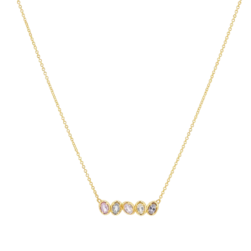 Shop Classic Women's Necklaces & Pendants with a Modern Twist-Oval Sapphire Bar Necklace Shop Classic Women's Necklaces & Pendants with a Modern Twist-Oval Sapphire Bar Necklace