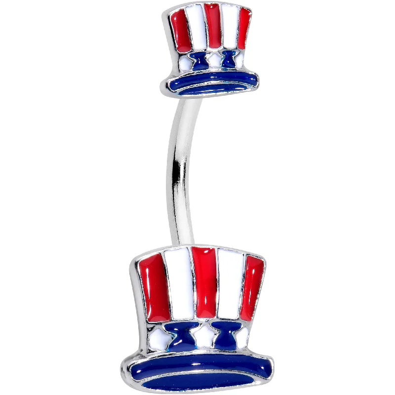 Designer Belly Rings for Bold Looks -Patriotic Uncle Sam Top Hat Double Mount Belly Ring Designer Belly Rings for Bold Looks -Patriotic Uncle Sam Top Hat Double Mount Belly Ring