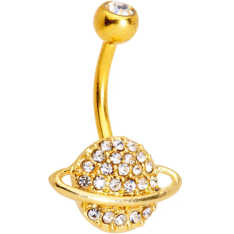 Comfortable Belly Rings for Fashion-Forward Women -Clear Gem Gold Tone Planet Luxury Belly Ring Comfortable Belly Rings for Fashion-Forward Women -Clear Gem Gold Tone Planet Luxury Belly Ring