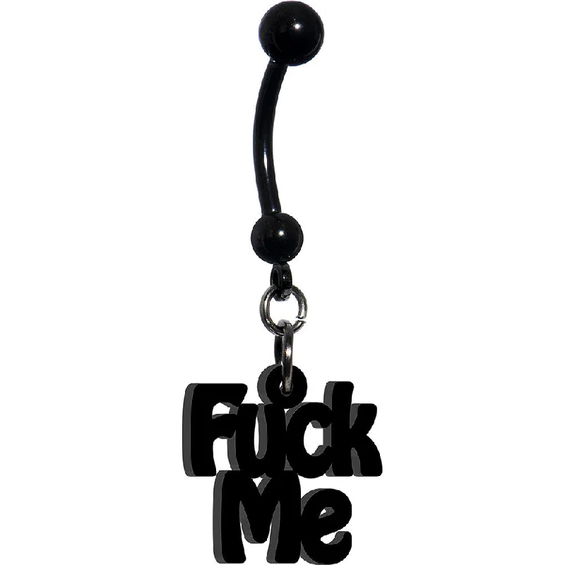 Belly Rings with Designer Accents for Bold Fashion -Solid Black F*ck Me Belly Ring