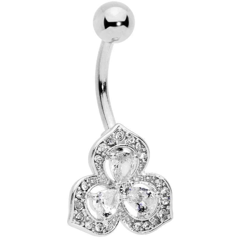 Unique Belly Rings with Creative Details -Clear Gems Art Deco Luxe Glamour Leaves Dangle Belly Ring Unique Belly Rings with Creative Details -Clear Gems Art Deco Luxe Glamour Leaves Dangle Belly Ring