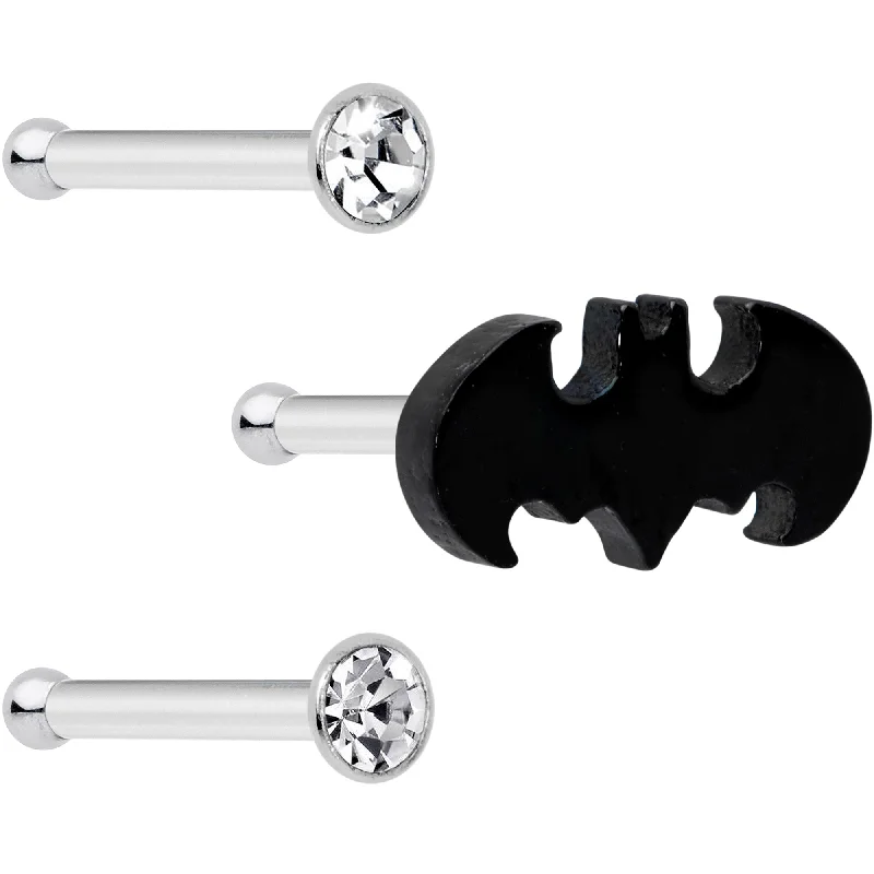 Nose Rings for All Ages -20 Gauge 1/4 Clear Gem Licensed DC Comics Batman Nose Bone Set of 3 Nose Rings for All Ages -20 Gauge 1/4 Clear Gem Licensed DC Comics Batman Nose Bone Set of 3