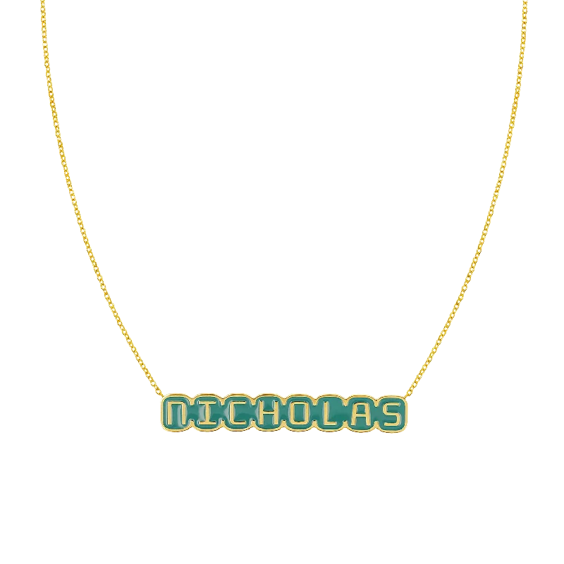 Shop Classic Women's Necklaces & Pendants with a Modern Twist-Retro Enamel Name Necklace Shop Classic Women's Necklaces & Pendants with a Modern Twist-Retro Enamel Name Necklace