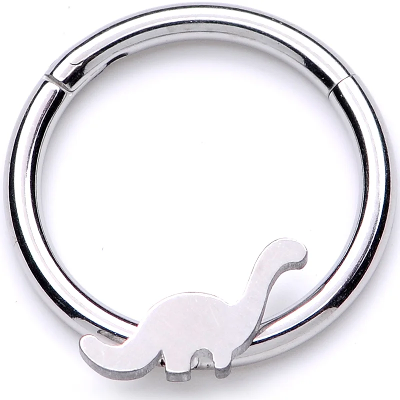 Lip Rings with Gorgeous Shine16 Gauge 3/8 Itty Bitty Brontosaurus Dinosaur Hinged Segment Ring