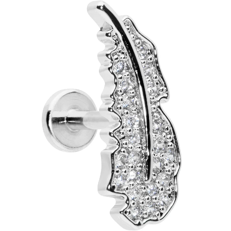 Bold Lip Rings with Gemstone Touch16 Gauge 1/4 Clear CZ Gem Feather Internally Threaded Labret Tragus Bold Lip Rings with Gemstone Touch16 Gauge 1/4 Clear CZ Gem Feather Internally Threaded Labret Tragus