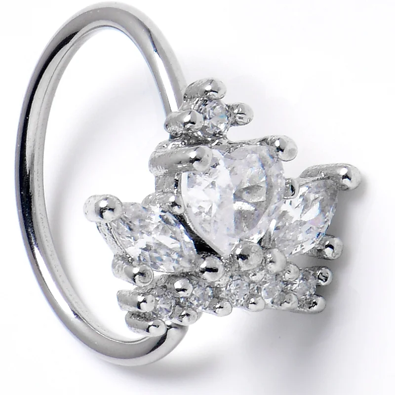 Stunning Nose Rings with High-Quality Finishes -20 Gauge 5/16 Clear CZ Gem Heart Crown Nose Hoop Stunning Nose Rings with High-Quality Finishes -20 Gauge 5/16 Clear CZ Gem Heart Crown Nose Hoop