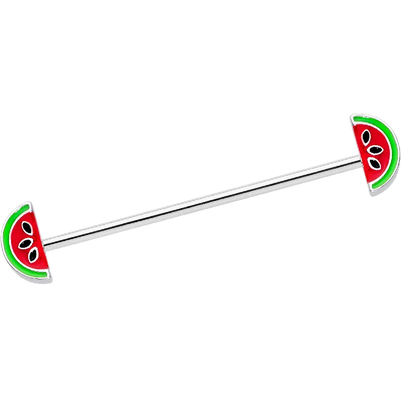 Women's Earrings – Elegant Designs for Every Personality--14 Gauge Red Green Juicy Watermelon Industrial Barbell 38mm Women's Earrings – Elegant Designs for Every Personality--14 Gauge Red Green Juicy Watermelon Industrial Barbell 38mm