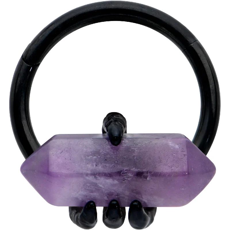 Customizable Nose Rings for Personalized Fashion -16 Gauge 3/8 Purple Amethyst Black Claw Obelisk Hinged Segment Ring Customizable Nose Rings for Personalized Fashion -16 Gauge 3/8 Purple Amethyst Black Claw Obelisk Hinged Segment Ring