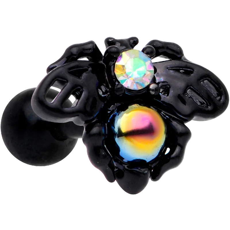 Women's Earrings – Elegant Designs for Every Personality--16 Gauge 1/4 Aurora Gem Black Busy Bee Cartilage Tragus Earring