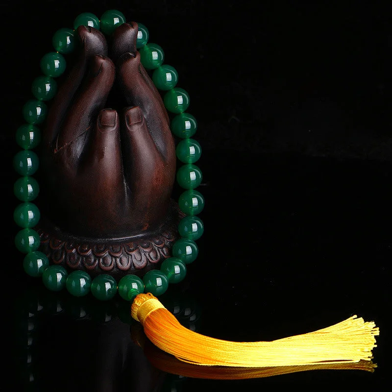 Bracelets for Men with Spiritual Symbols-Buddha Stones Natural Green Agate Wrist Mala Power Tassels Pocket Mala Car Decoration Bracelets for Men with Spiritual Symbols-Buddha Stones Natural Green Agate Wrist Mala Power Tassels Pocket Mala Car Decoration