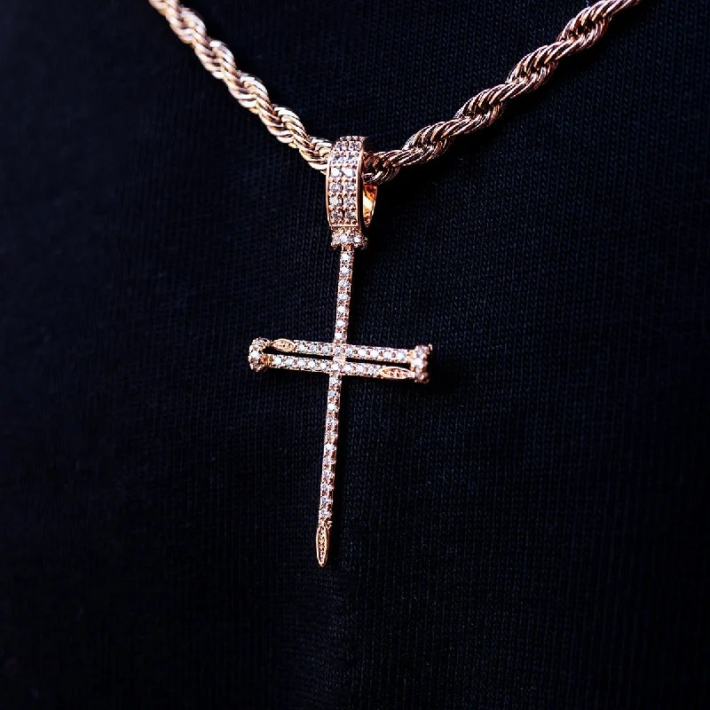 Exclusive Men's Necklaces & Pendants for the Modern Gentleman-Rose Gold Nail Cross