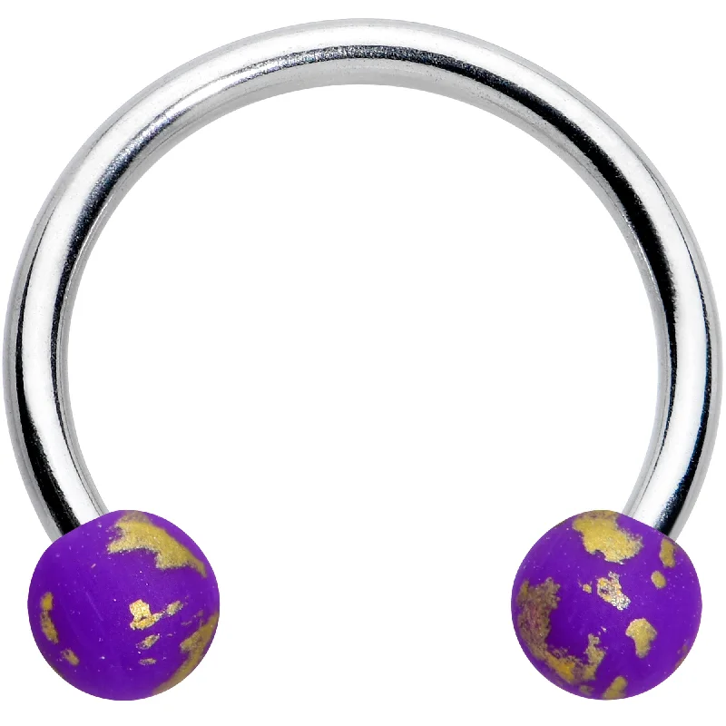 Stunning Lip Rings for Bold Fashion Statements16 Gauge 3/8 Matte Purple Splatter Ends Horseshoe Circular Barbell