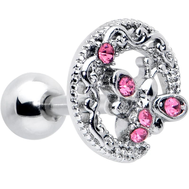 Women's Earrings – Elegant Designs for Every Personality--16 Gauge 1/4 Pink Gem Lunar Dragonfly Cartilage Tragus Earring Women's Earrings – Elegant Designs for Every Personality--16 Gauge 1/4 Pink Gem Lunar Dragonfly Cartilage Tragus Earring