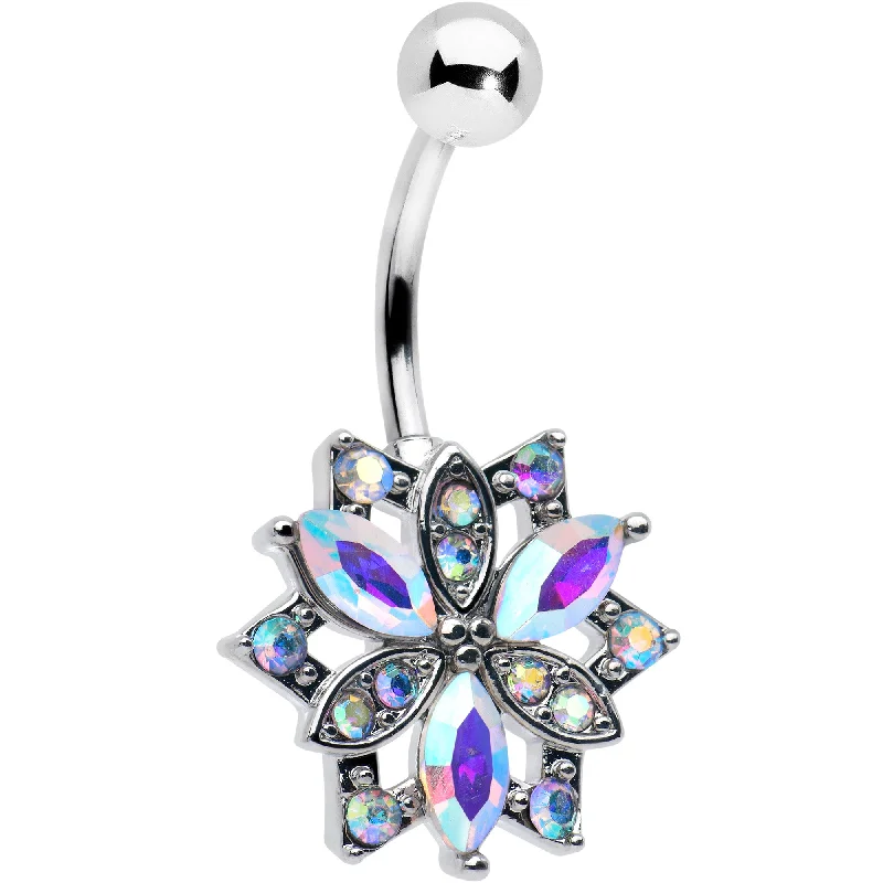 Belly Rings for Bold Looks -Aurora CZ Gem Snowflake Style Belly Ring