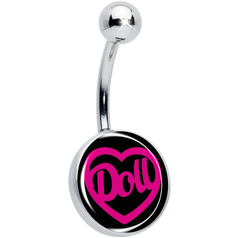 Comfortable Belly Rings with Stylish Features -Hollow Heart Doll Word Belly Ring