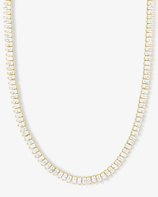 Shop Classic Women's  Necklaces & Pendants with a Modern Twist-Baby "She's So Fine" Tennis Necklace 16" - Gold|White Diamondettes