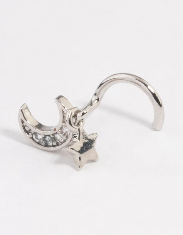 Stunning Nose Rings for All Styles -Surgical Steel Moon Nose Stud