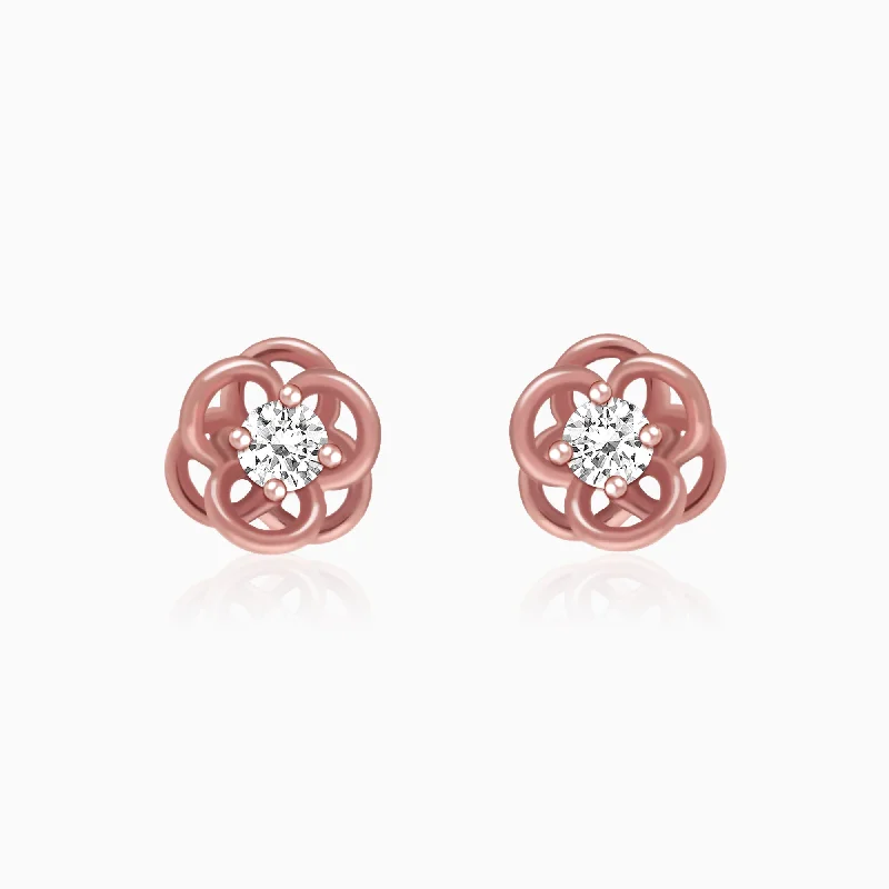 Women's Earrings – Elegant Designs for Every Personality--Rose Gold Woven Flower Studs
