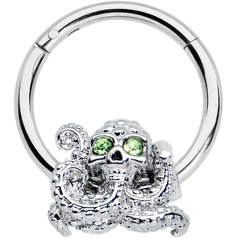 Beautiful Nose Rings with Unique Charms -16 Gauge 3/8 Green Gem Sunglasses Octopus Hinged Segment Ring Beautiful Nose Rings with Unique Charms -16 Gauge 3/8 Green Gem Sunglasses Octopus Hinged Segment Ring