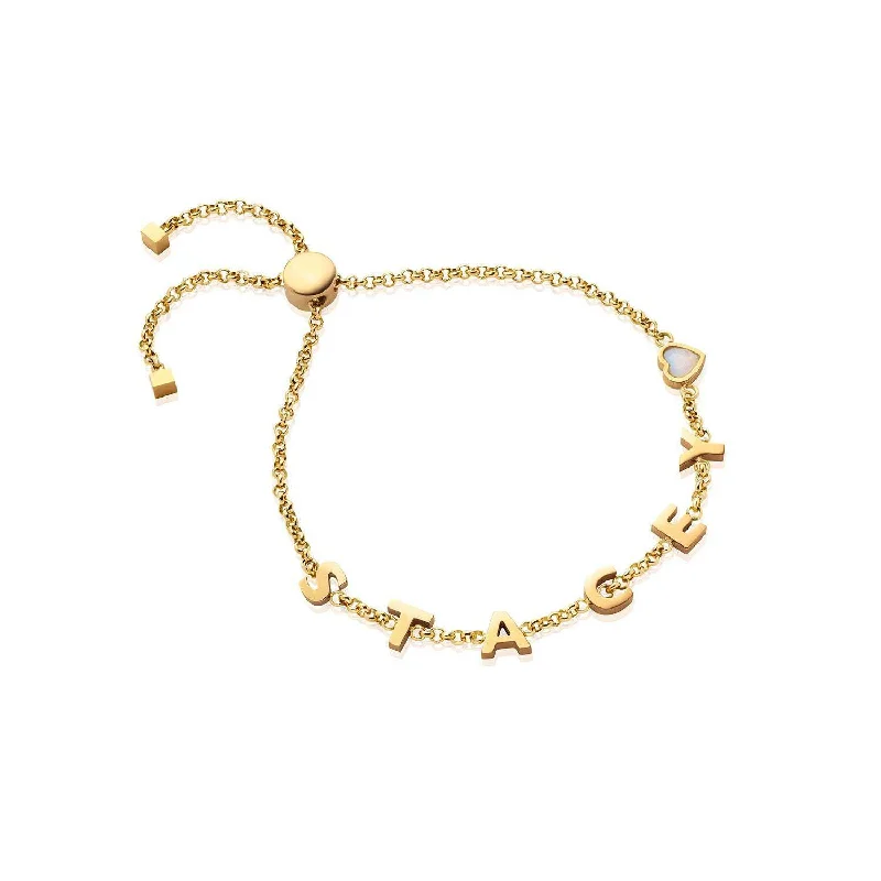 Stacking Bangles for Women-Made Mine Name Bracelet (Gold)
