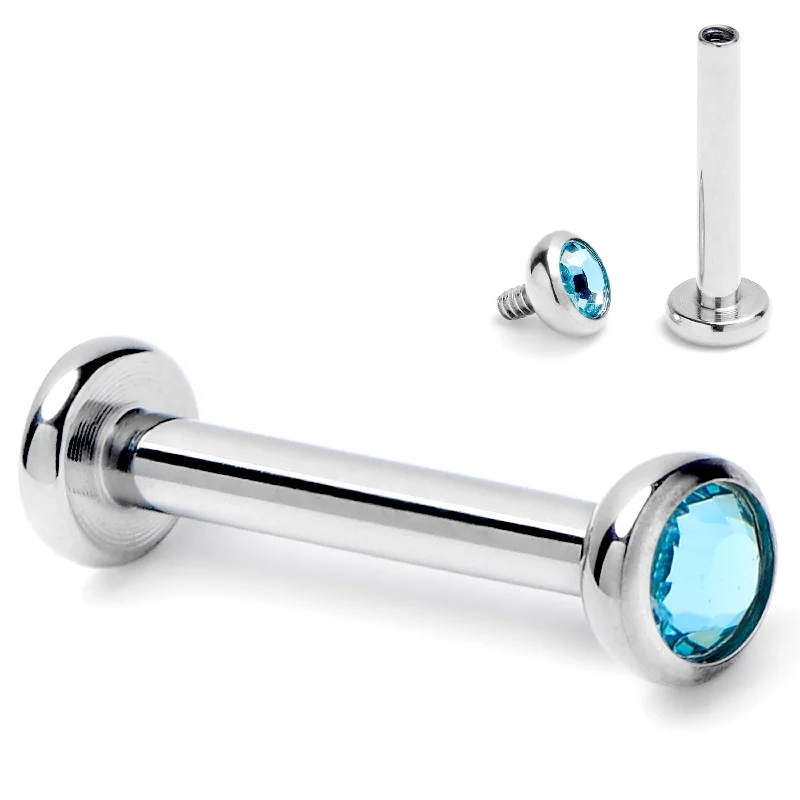 Elegant Lip Rings for Fashion Statements16 Gauge 5/16 Blue CZ Gem ASTM F-136 Implant Grade Titanium Internally Threaded Labret