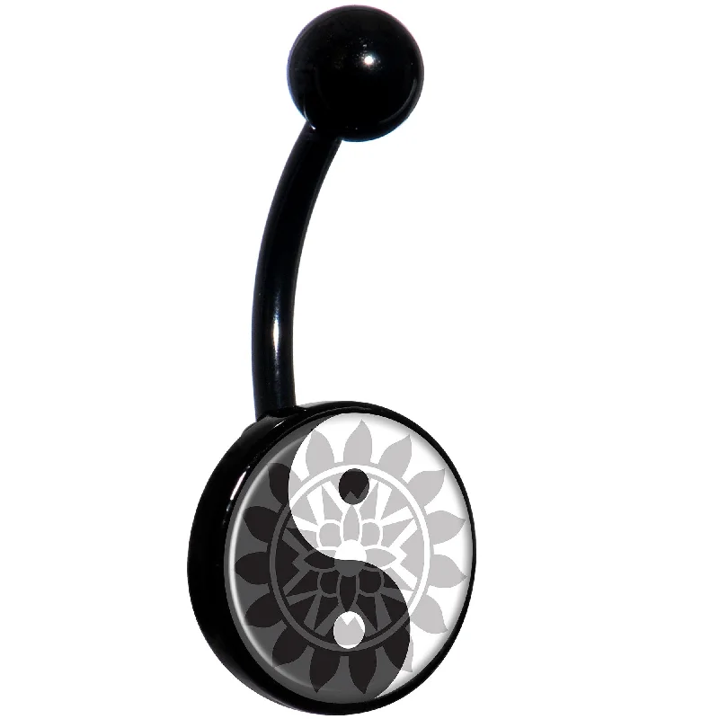 Stylish Belly Rings for Glamorous Appeal -Mandala Yin Yang Black Belly Ring