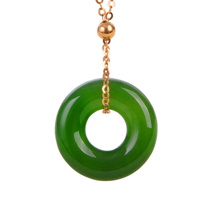 Shop Classic Women's Necklaces & Pendants with a Modern Twist-Buddha Stones Round Cyan Jade Healing 14K Gold Necklace Pendant Shop Classic Women's Necklaces & Pendants with a Modern Twist-Buddha Stones Round Cyan Jade Healing 14K Gold Necklace Pendant