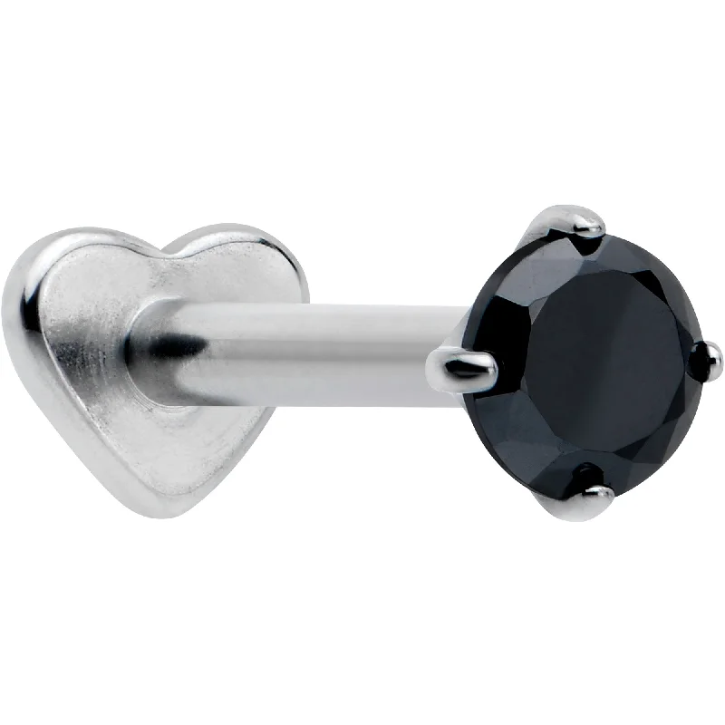 Women's Earrings – Elegant Designs for Every Personality--16 Gauge 5/16 Black CZ ASTM F-136 Implant Grade Titanium Threadless Heart End Labret Women's Earrings – Elegant Designs for Every Personality--16 Gauge 5/16 Black CZ ASTM F-136 Implant Grade Titanium Threadless Heart End Labret