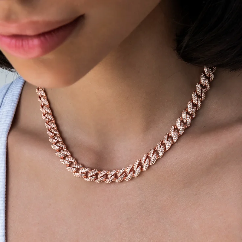 Shop Classic Women's  Necklaces & Pendants with a Modern Twist-Diamond Cuban Necklace in Rose Gold- 8.5mm