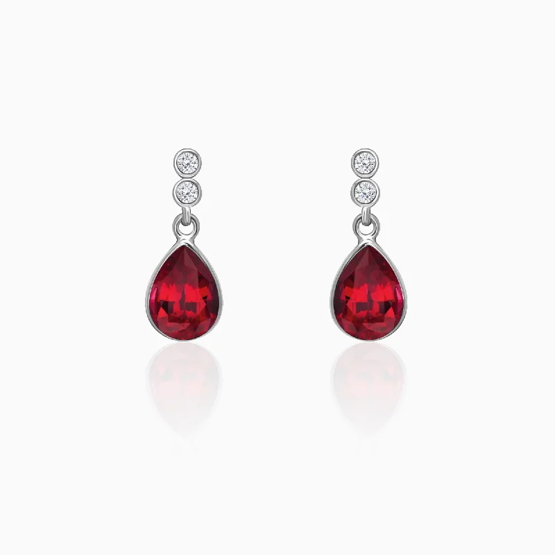 Women's Earrings – Elegant Designs for Every Personality--Silver Radiant Red Earrings