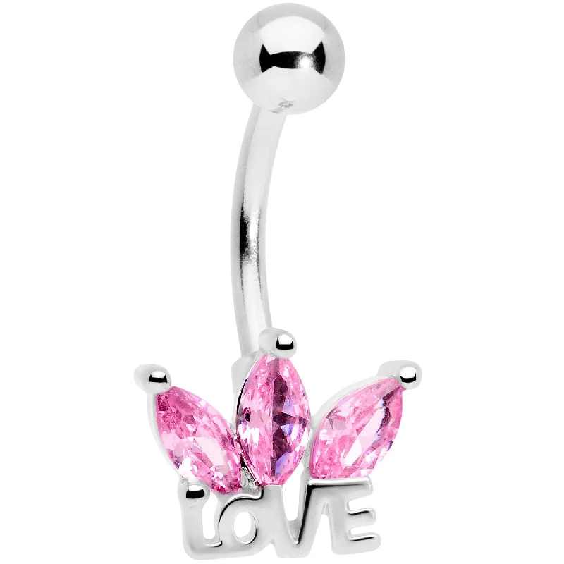 Comfortable Belly Rings for Sleek Looks -Pink Gem Crown of Love Belly Ring