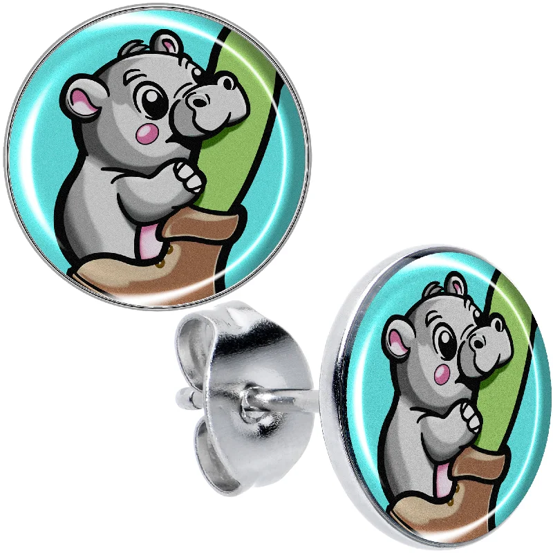 Women's Earrings – Elegant Designs for Every Personality--Cute Biting Baby Hippo Stud Earrings Women's Earrings – Elegant Designs for Every Personality--Cute Biting Baby Hippo Stud Earrings