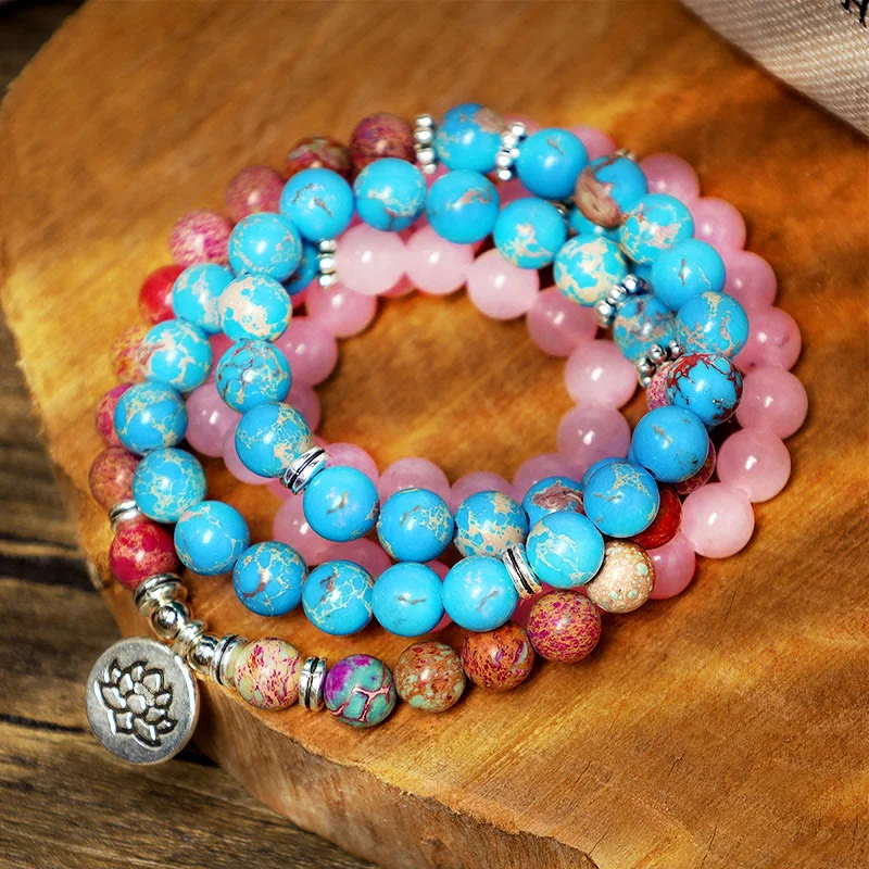 Men's Bracelets with Natural Stones-Buddha Stones Tibetan Purple Miano Real Bead Harmony Lotus Mala Men's Bracelets with Natural Stones-Buddha Stones Tibetan Purple Miano Real Bead Harmony Lotus Mala