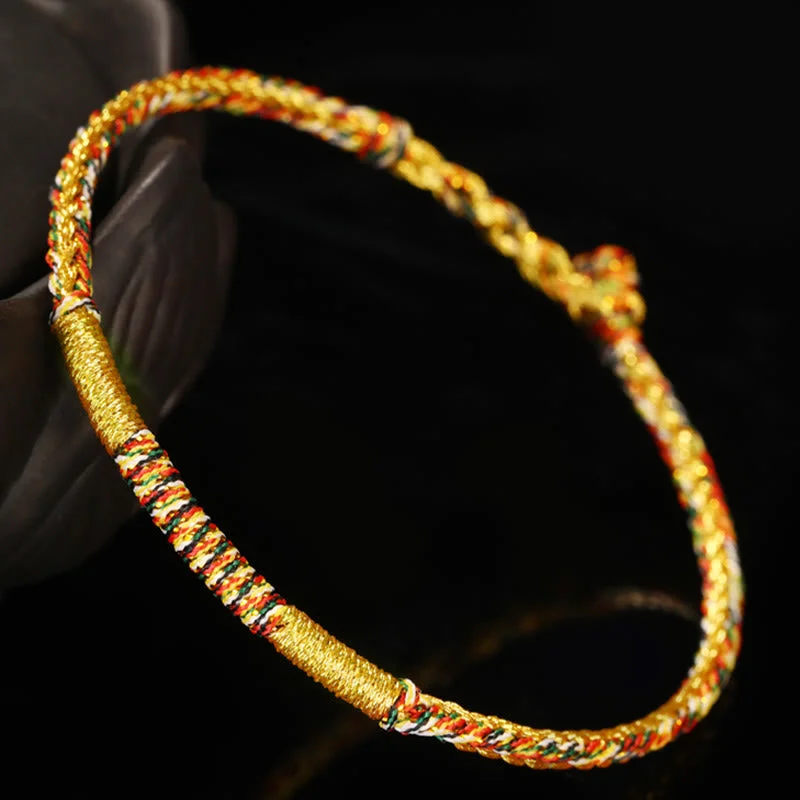 Comfortable Anklets for Daily Comfort-Buddha Stones Handmade Gold Multicolored Rope Protection Braided Bracelet Anklet Comfortable Anklets for Daily Comfort-Buddha Stones Handmade Gold Multicolored Rope Protection Braided Bracelet Anklet