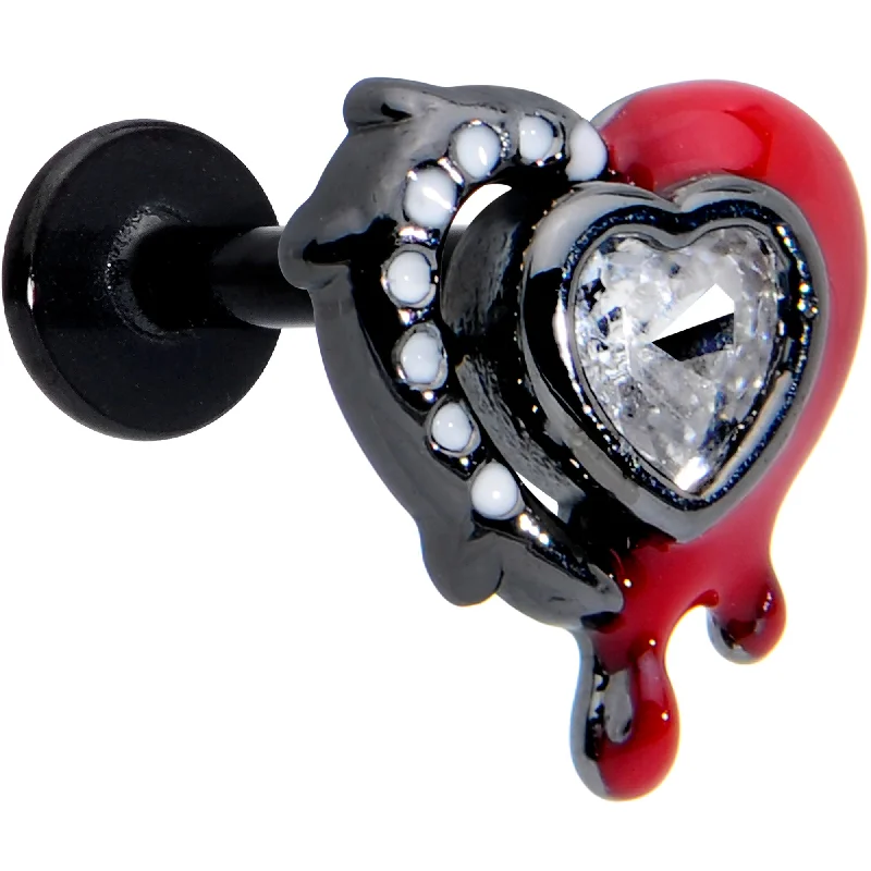 Sterling Silver Lip Rings16 Gauge 5/16 Clear Gem Black Bleeding Heart Labret Monroe Tragus Sterling Silver Lip Rings16 Gauge 5/16 Clear Gem Black Bleeding Heart Labret Monroe Tragus