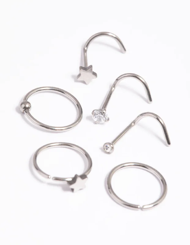 Large Nose Rings -Titanium Star Nose Studs
